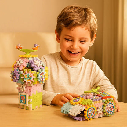 Rotating Montessori Cogwheel Building Block Toy