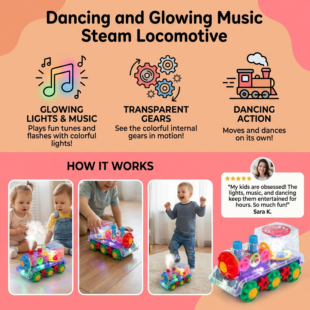 Dancing and Glowing Music Steam Locomotive