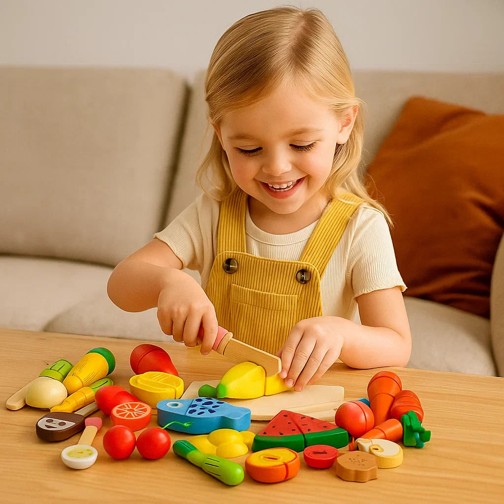 Montessori Wooden Cutting Play Set