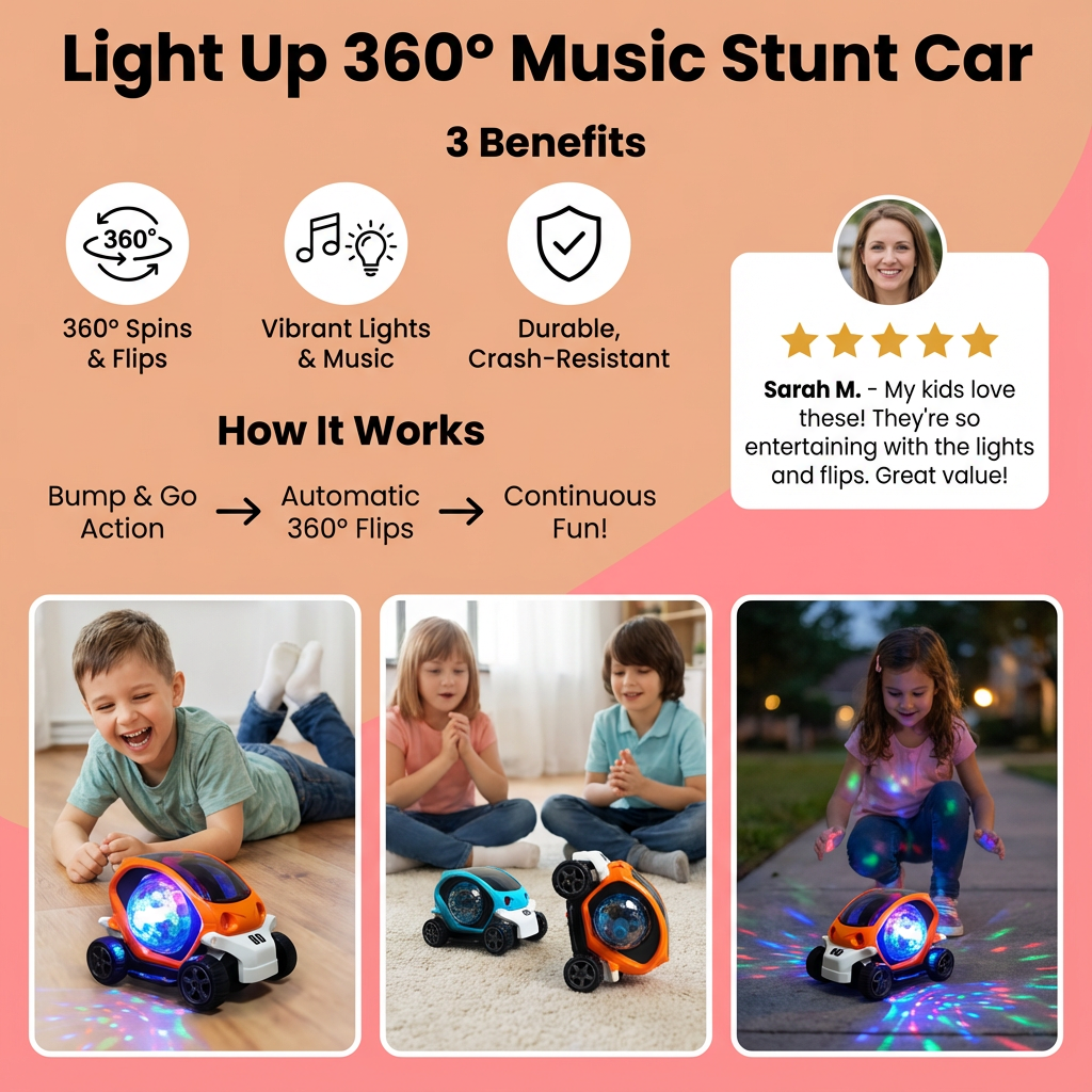 Light Up 360° Music Stunt Car