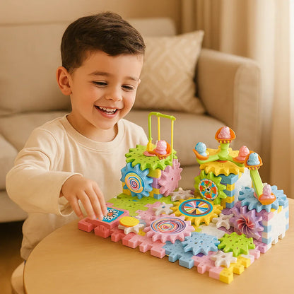 Rotating Montessori Cogwheel Building Block Toy