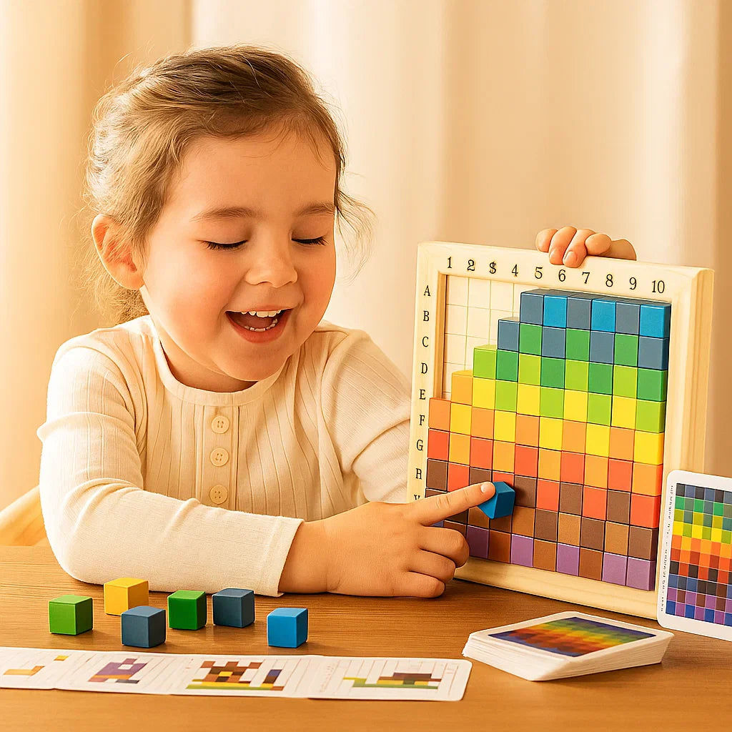 Montessori Colour, Letter and Number Game Made of Wood