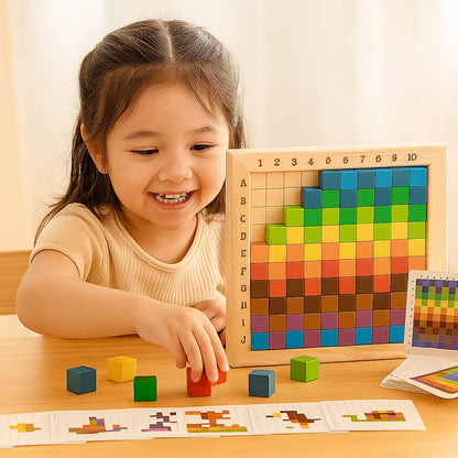 Montessori Colour, Letter and Number Game Made of Wood