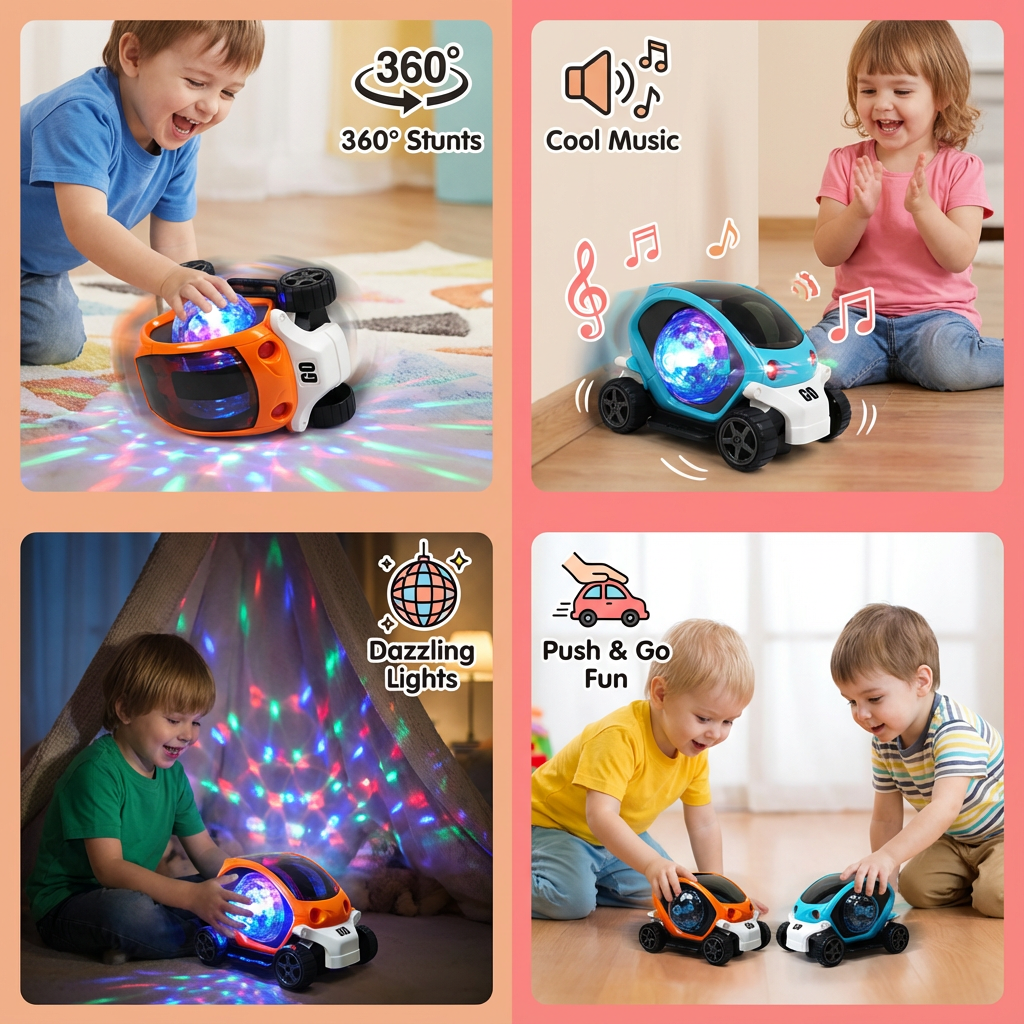 Light Up 360° Music Stunt Car