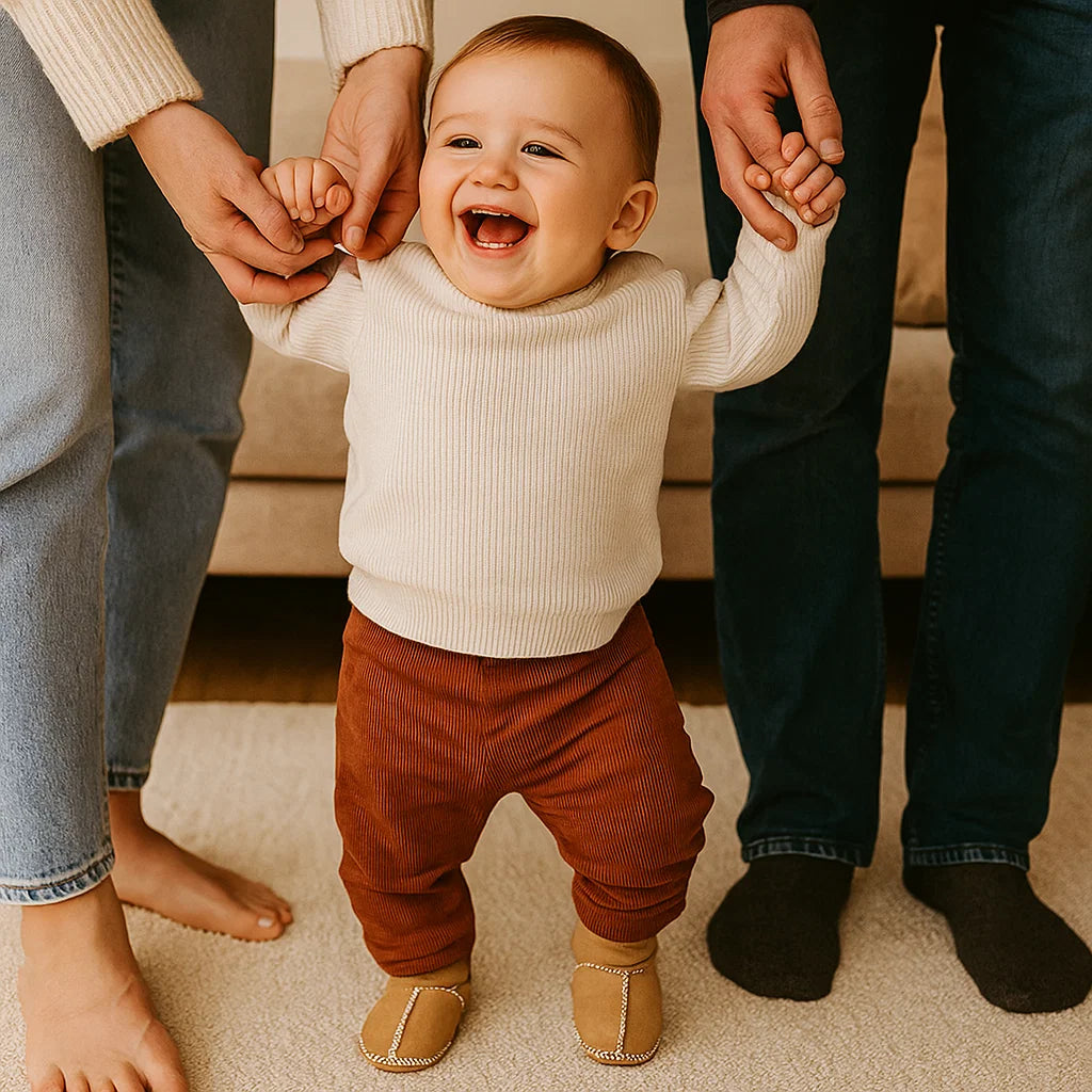 Fleece-Lined Baby Winter Sock Shoes in Suede Look