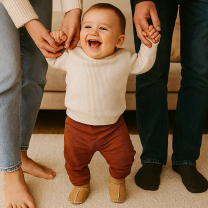 Fleece-Lined Baby Winter Sock Shoes in Suede Look