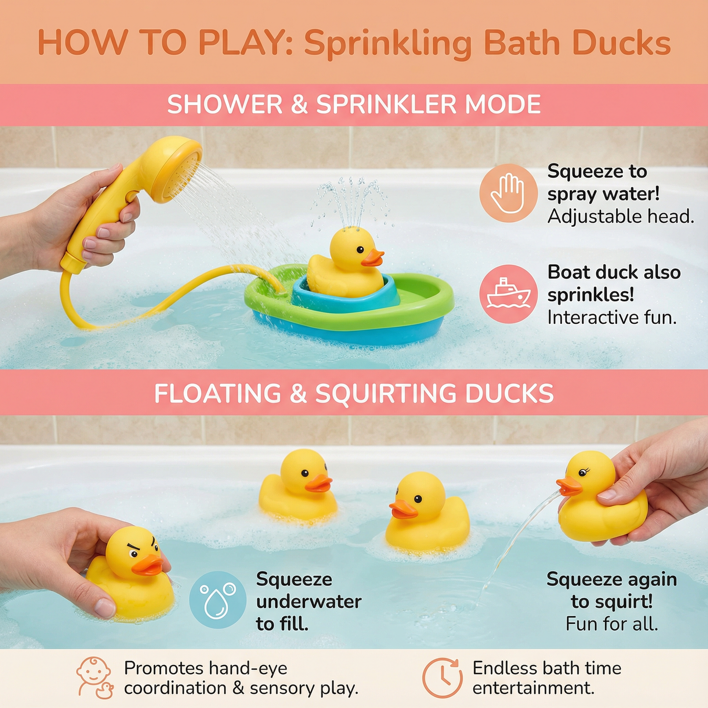 Sprinkling Bath Ducks