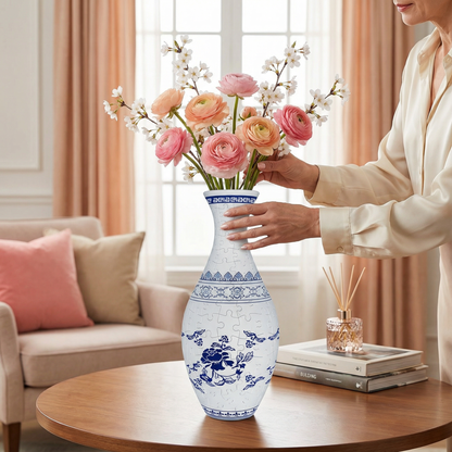 Elegant 3D Puzzle Vase – Suitable for Real Flowers