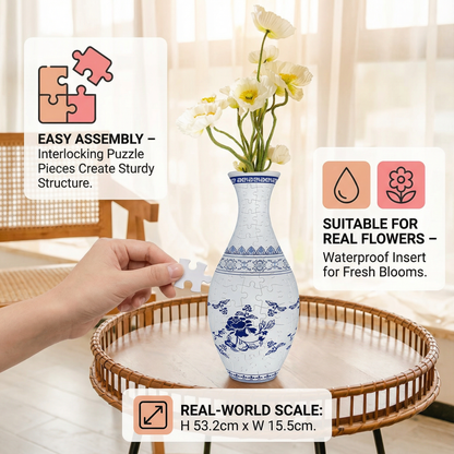 Elegant 3D Puzzle Vase – Suitable for Real Flowers