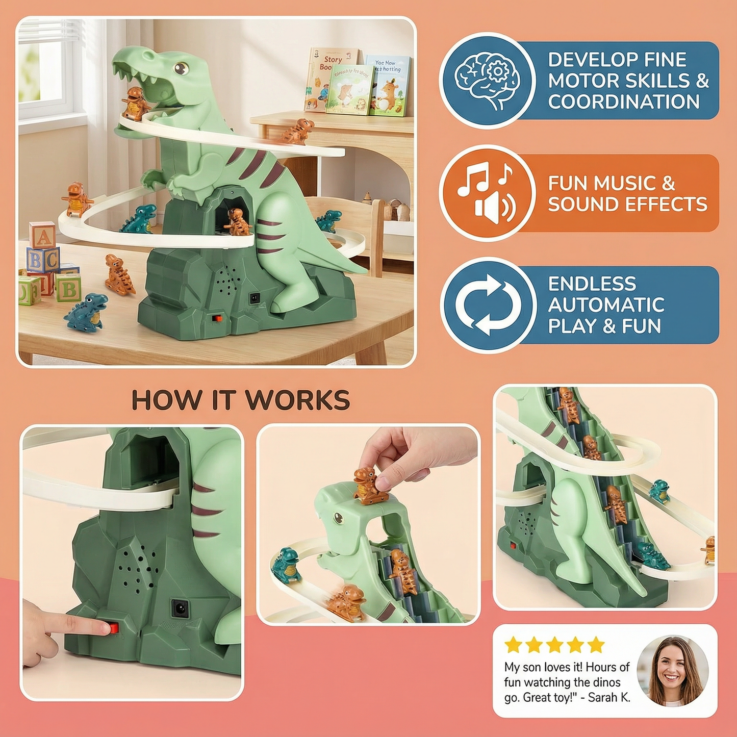 Dino Slide Roller Coaster Fun