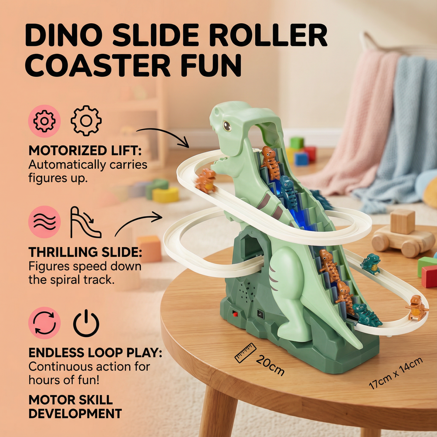 Dino Slide Roller Coaster Fun