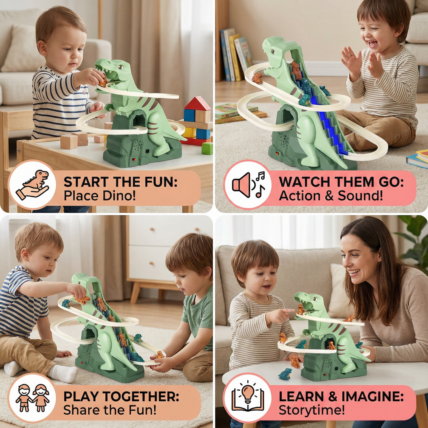 Dino Slide Roller Coaster Fun