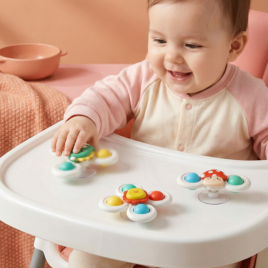 Cute Suction Cup Spinning Toy Set for Babies – 3 Pack