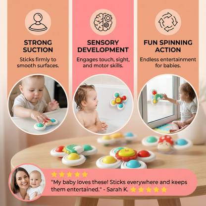 Cute Suction Cup Spinning Toy Set for Babies – 3 Pack