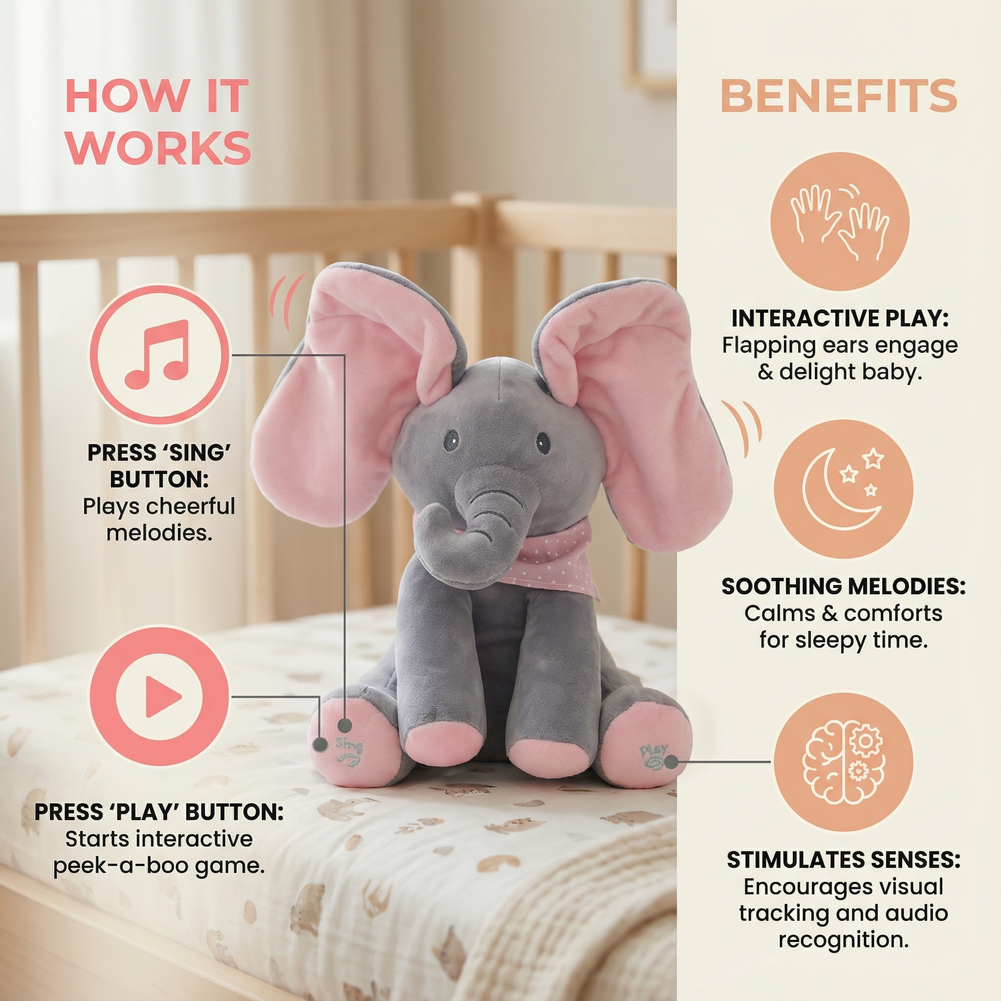 Peek-A-Boo-Elephant - Interactive Plush Toy