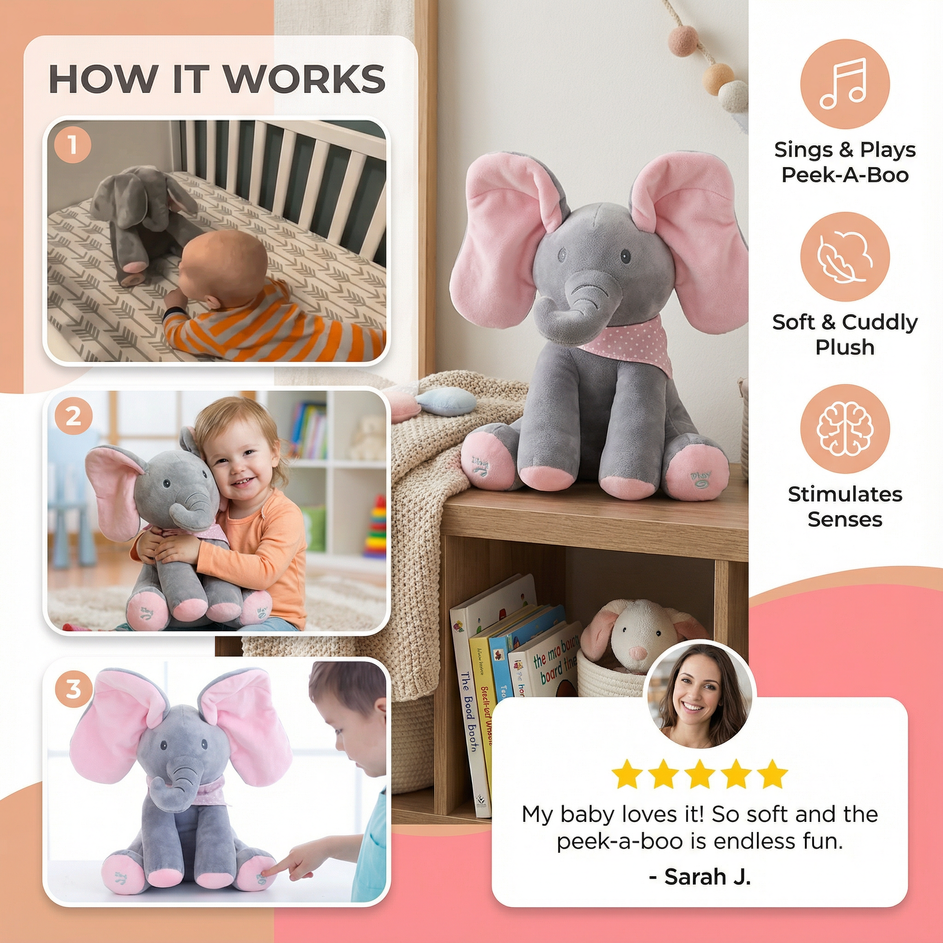 Peek-A-Boo-Elephant - Interactive Plush Toy
