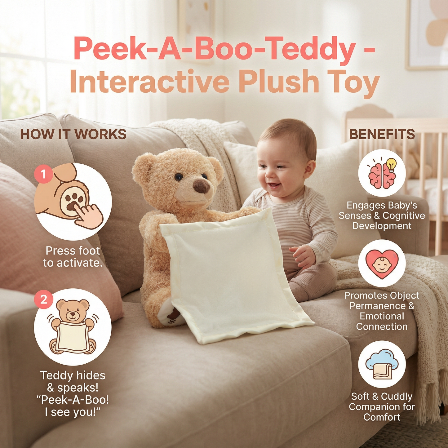 Peek-A-Boo-Teddy - Interactive Plush Toy
