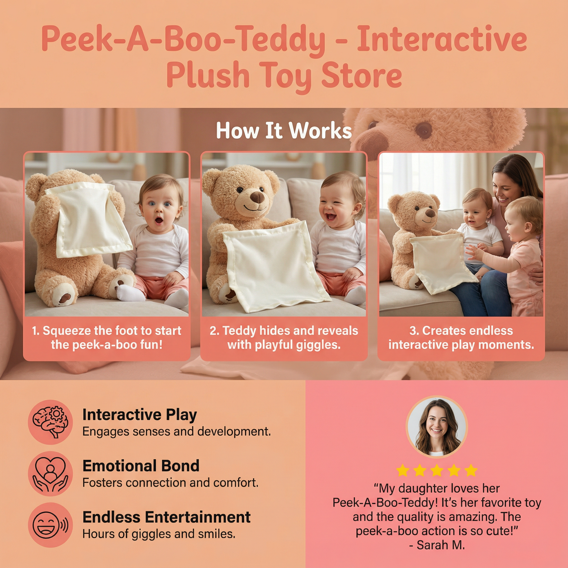 Peek-A-Boo-Teddy - Interactive Plush Toy
