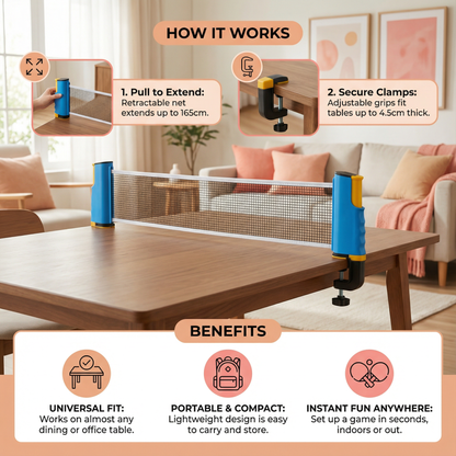 Adjustable table tennis set - suitable for every table!