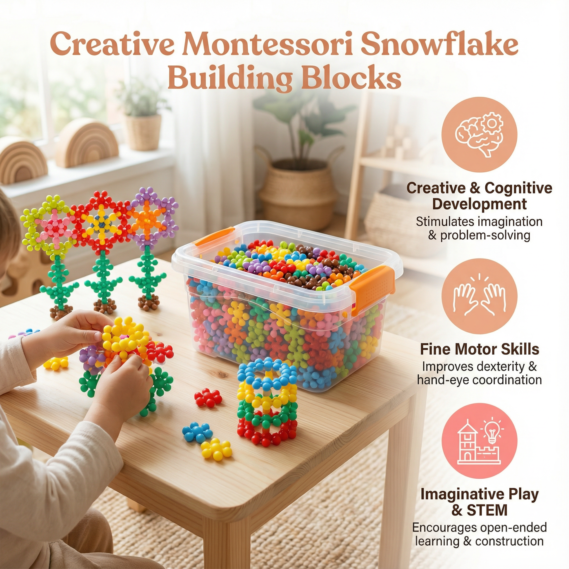 Creative Montessori Snowflake Building Blocks