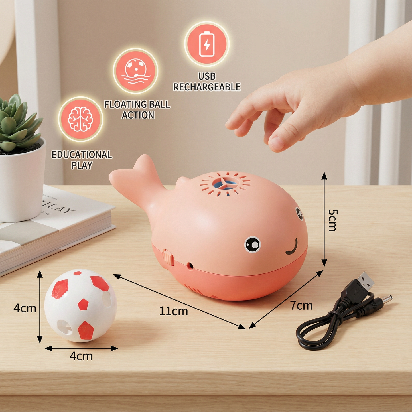 Whale Toy with Floating Ball