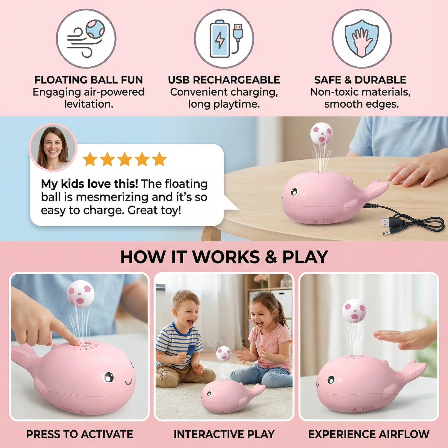 Whale Toy with Floating Ball