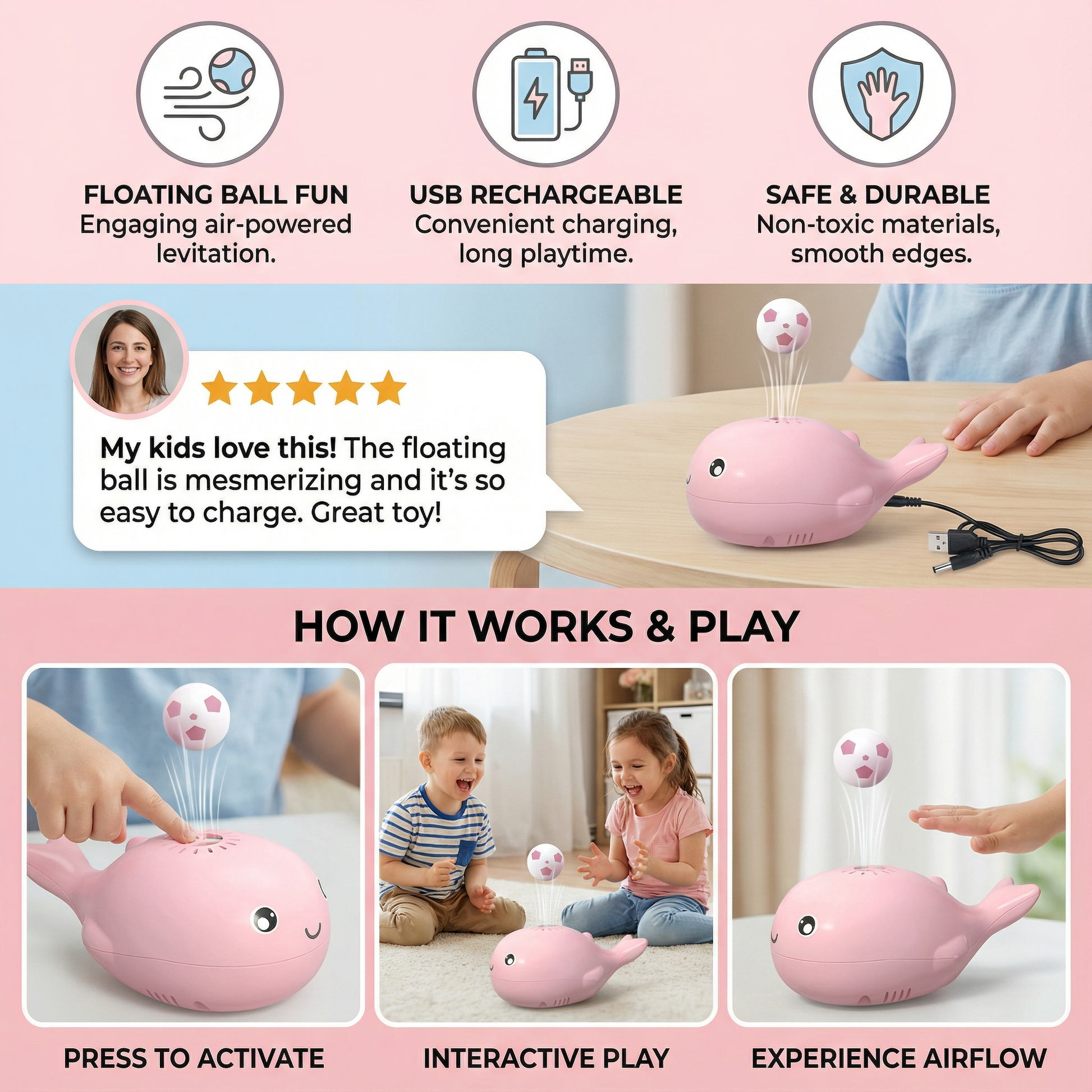 Whale Toy with Floating Ball