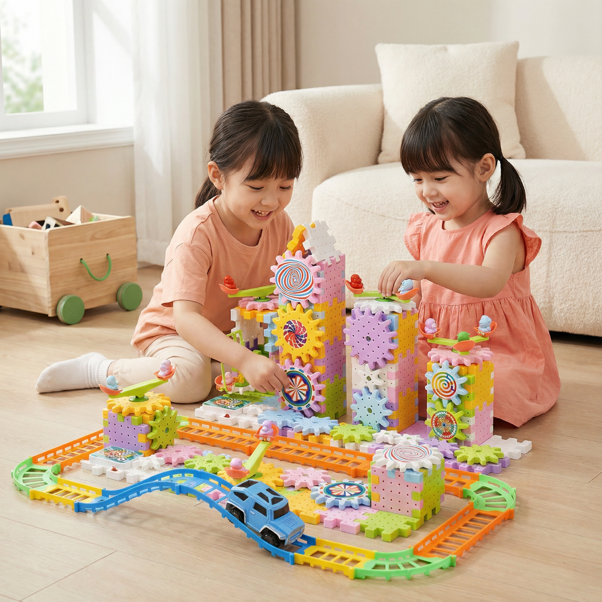 Rotating Montessori Cogwheel Building Block Toy