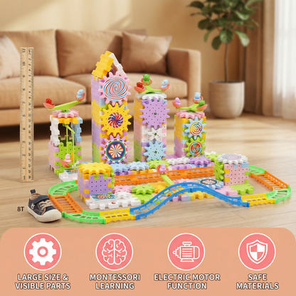 Rotating Montessori Cogwheel Building Block Toy