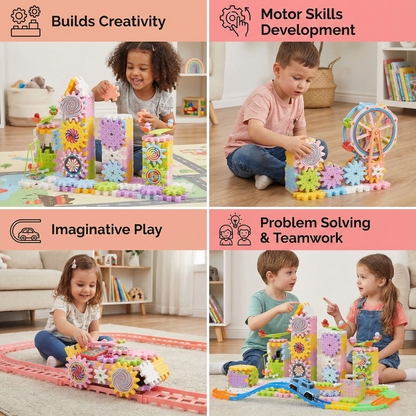 Rotating Montessori Cogwheel Building Block Toy