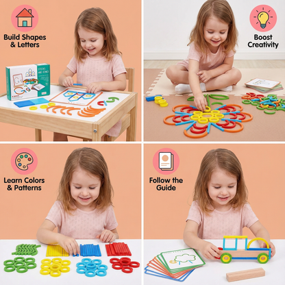Educational Montessori Sticks and Rings Puzzle Blocks