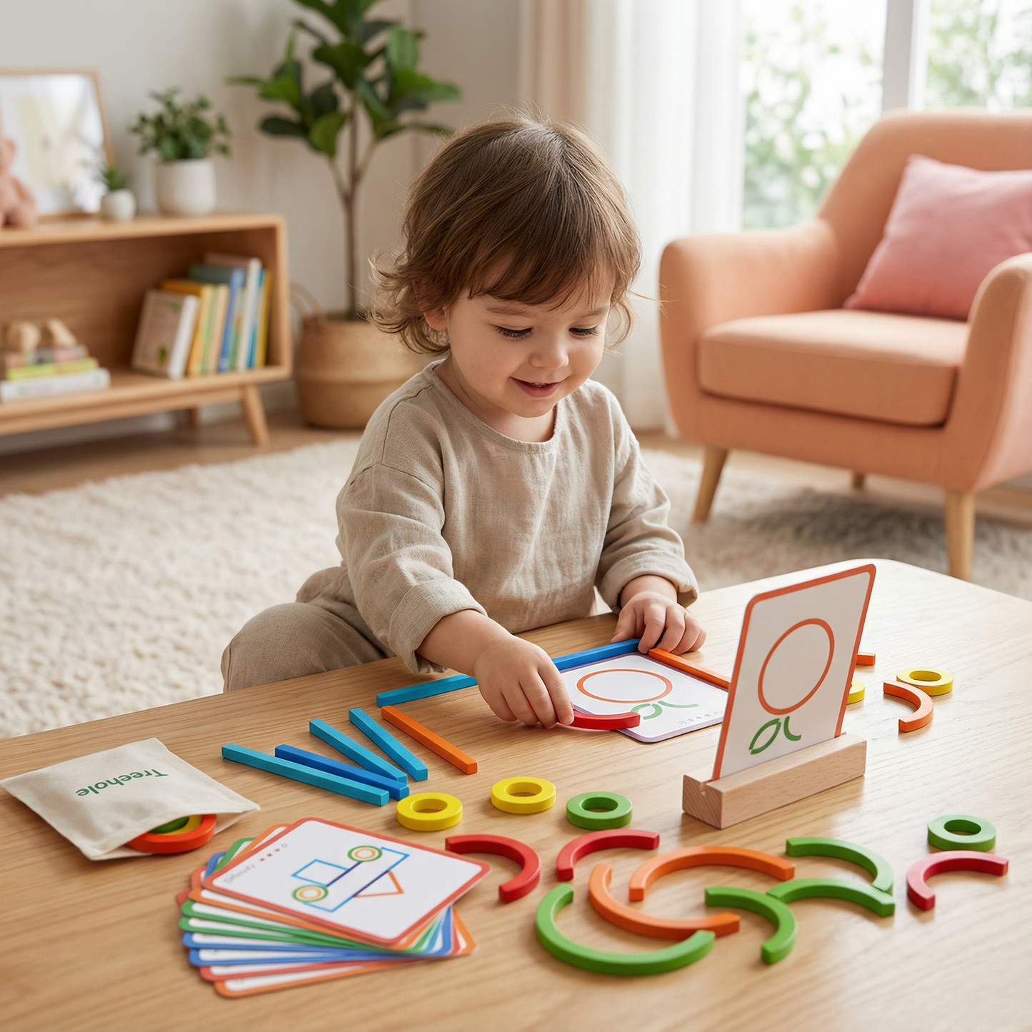 Educational Montessori Sticks and Rings Puzzle Blocks