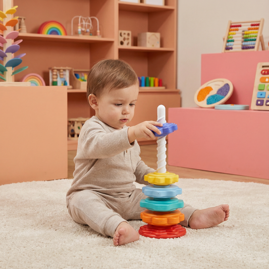 Rainbow Spinning and Color Tower Toy