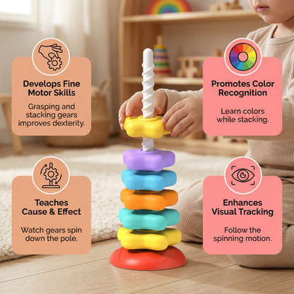 Rainbow Spinning and Color Tower Toy