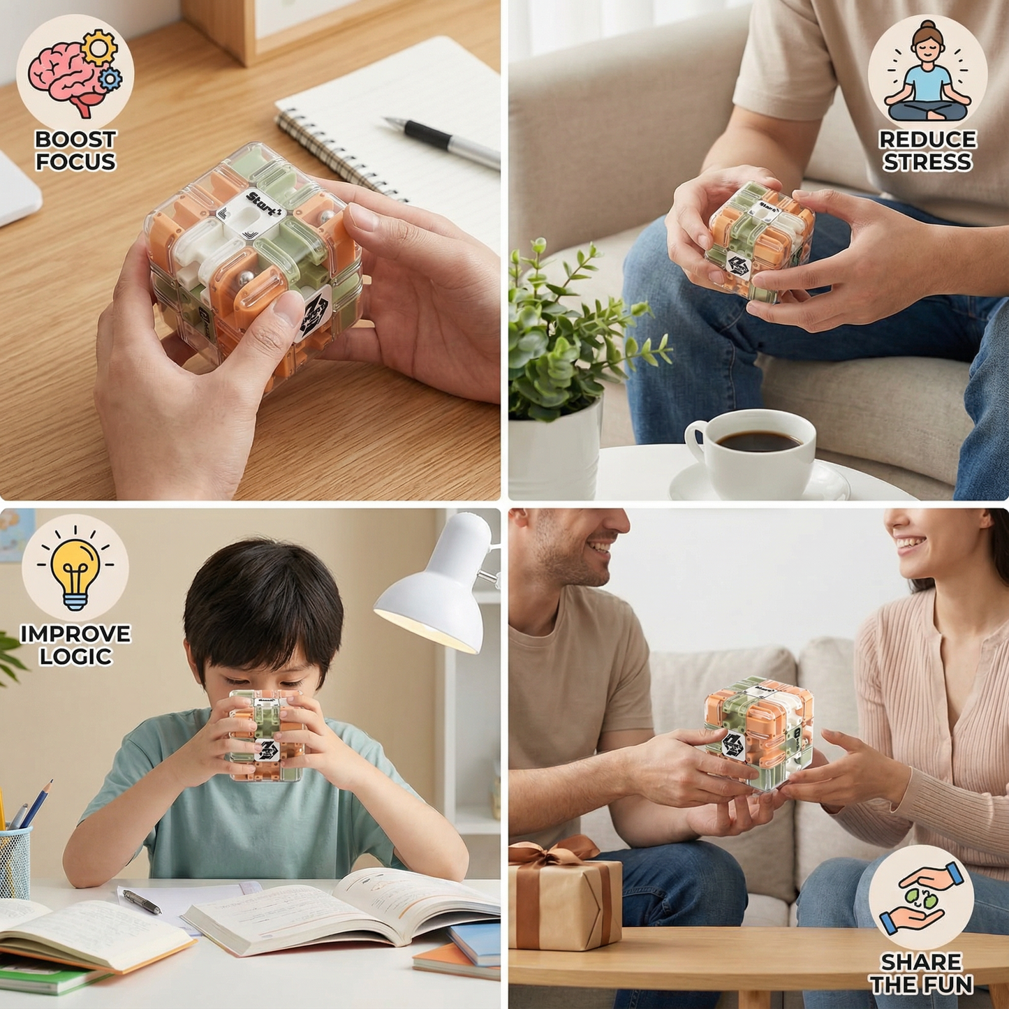 3D Labyrinth Puzzle Cube