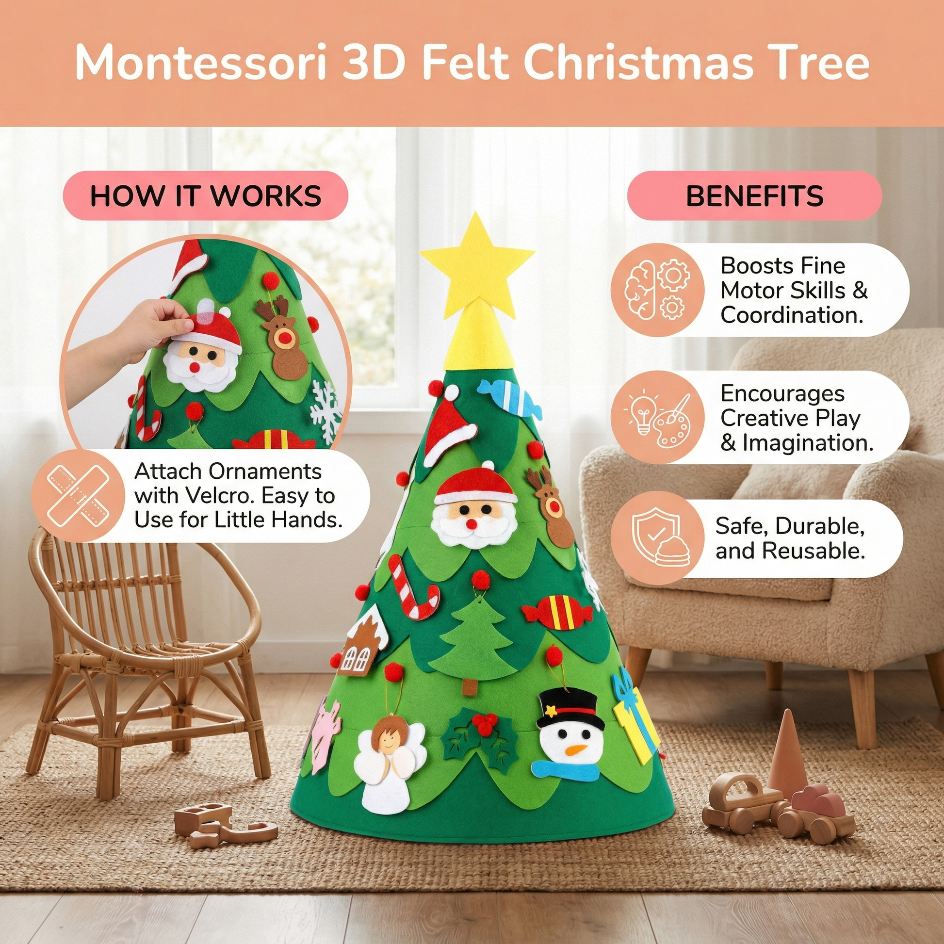Montessori 3D Felt Christmas Tree