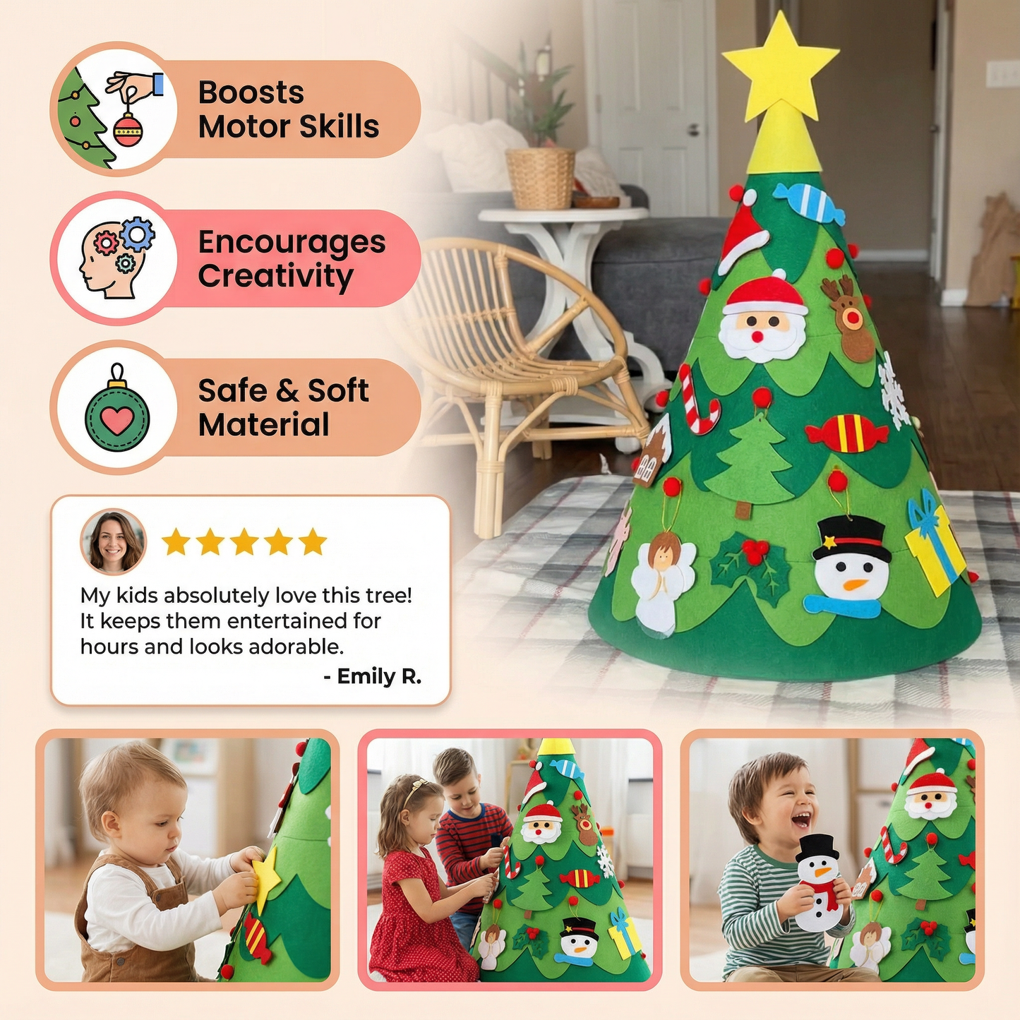 Montessori 3D Felt Christmas Tree