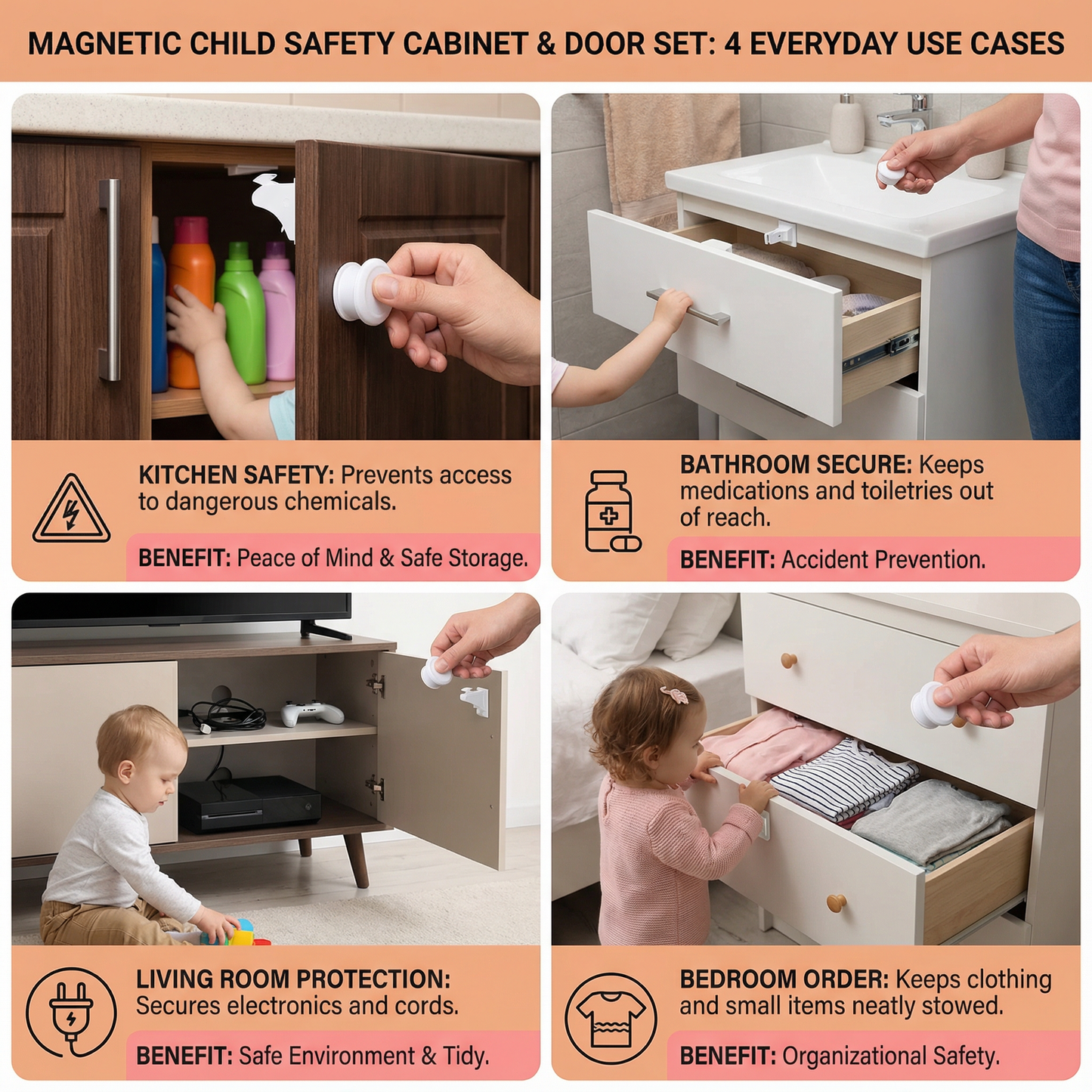 Magnetic Child Safety Cabinet and Door Set