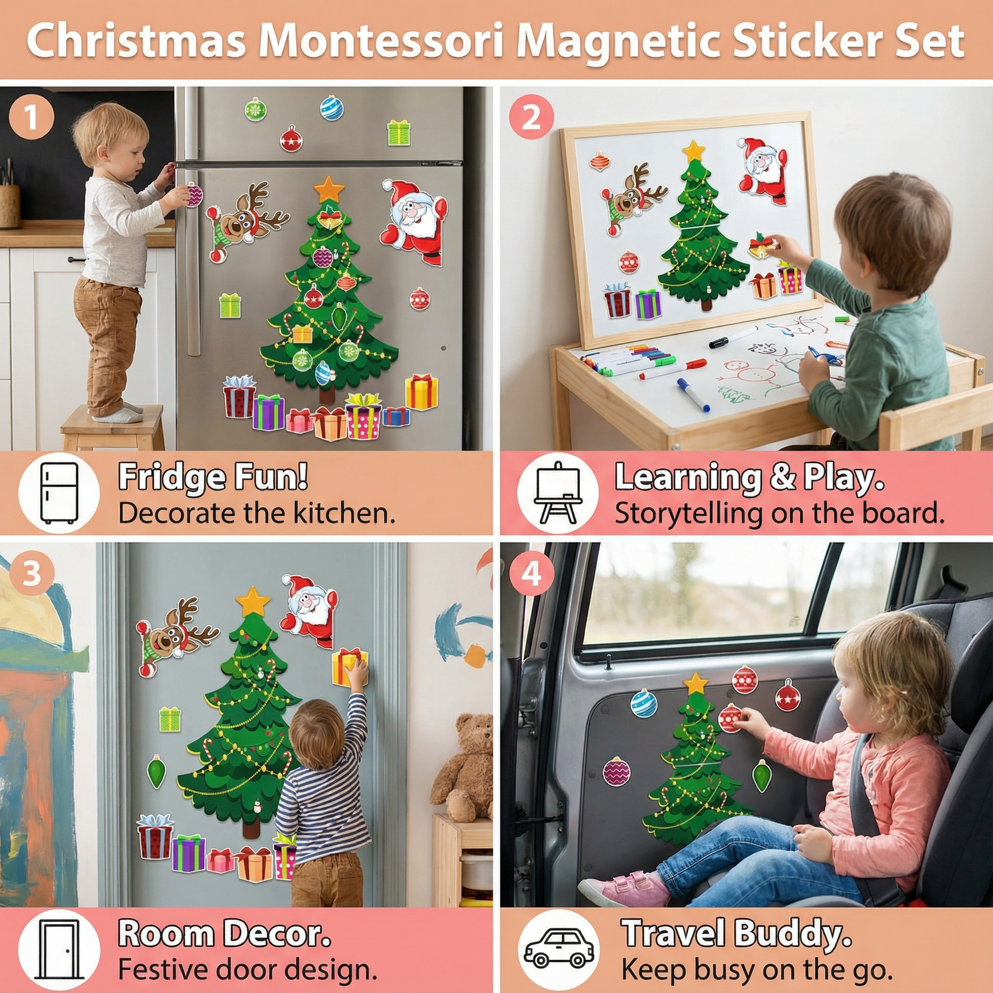 Christmas Montessori Magnetic Sticker Set for DIY Decorating