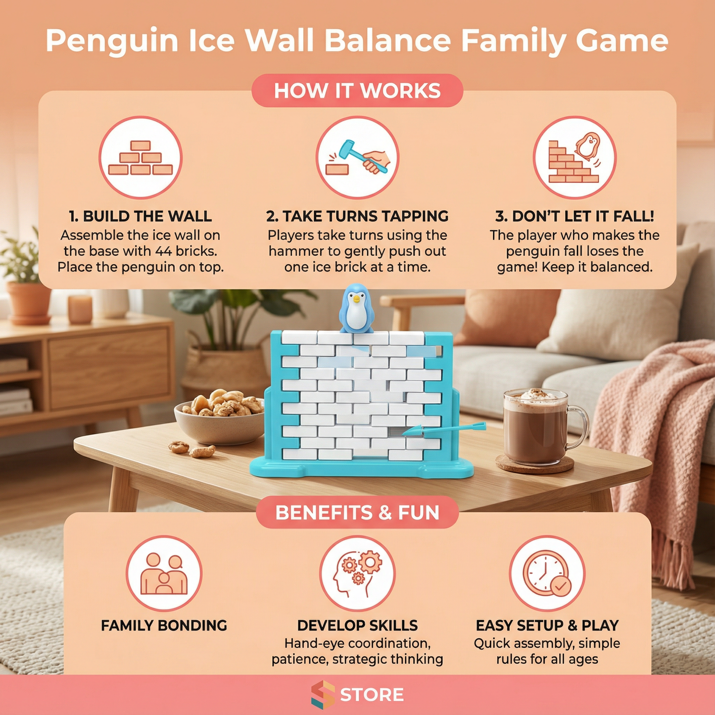 Penguin Ice Wall Balance Family Game