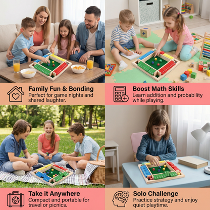 Shut The Box Family Flip Game – 4 Player Set