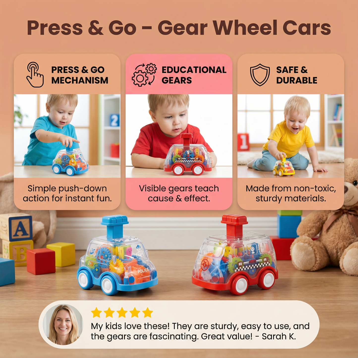 Press & Go – Gear Wheel Cars