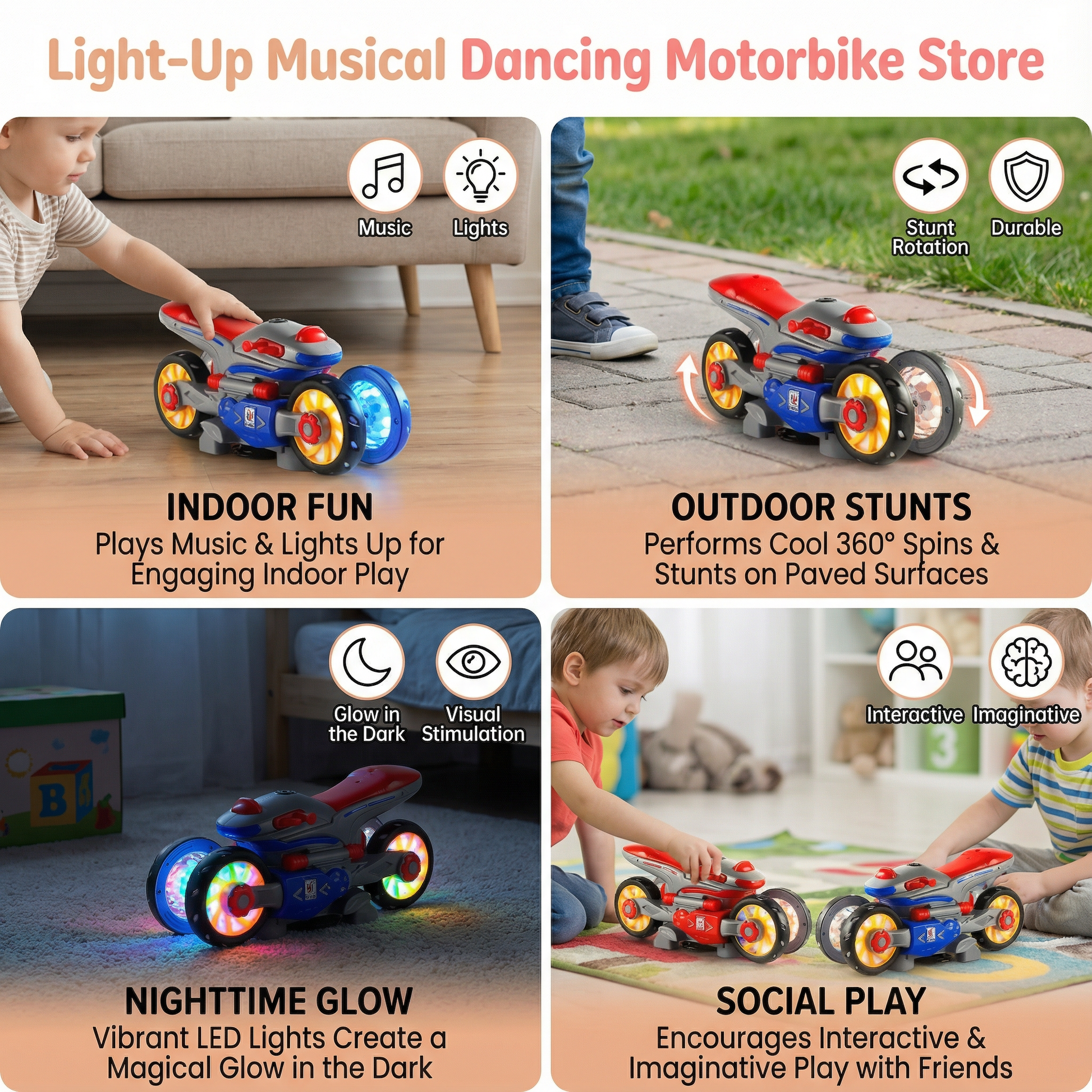 Light-Up Musical Dancing Motorbike
