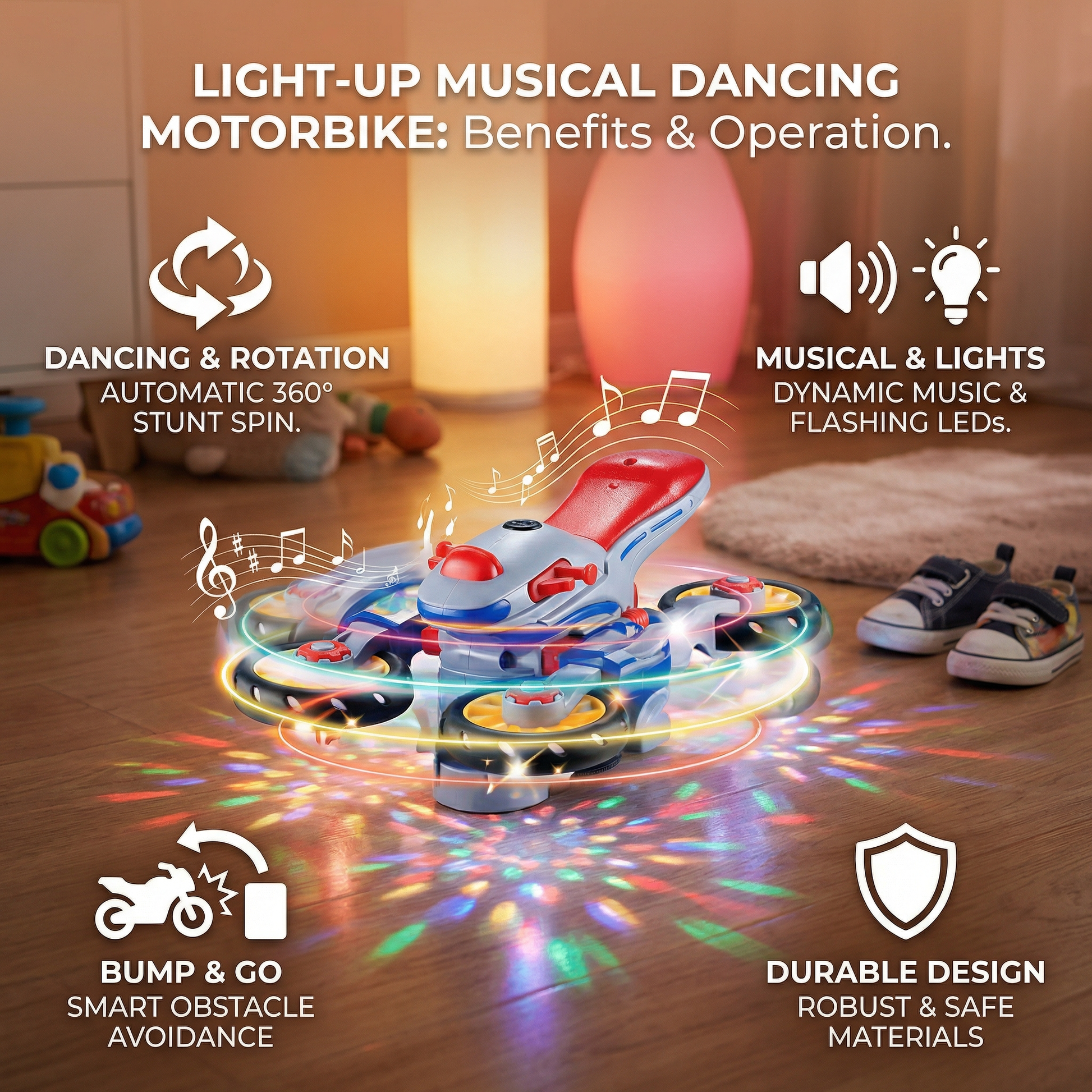 Light-Up Musical Dancing Motorbike