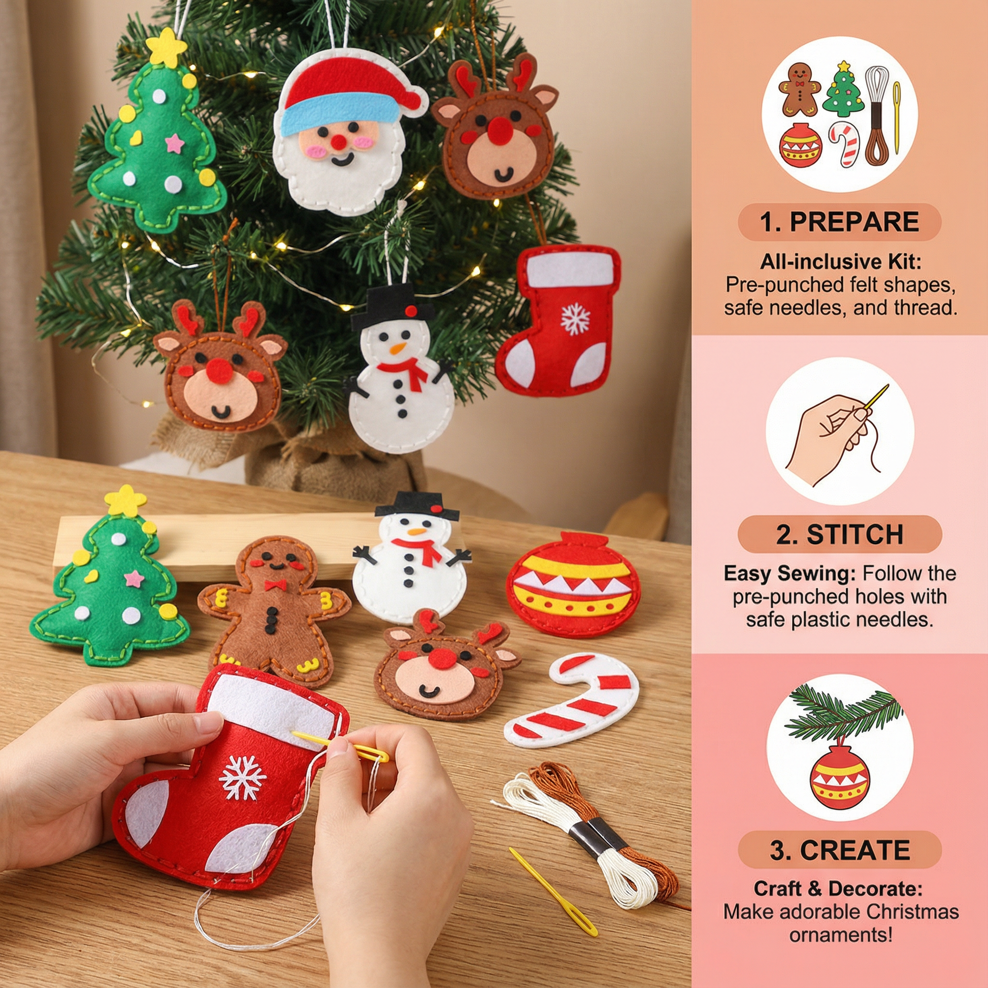 Safe Felt Christmas Set for DIY Sewing