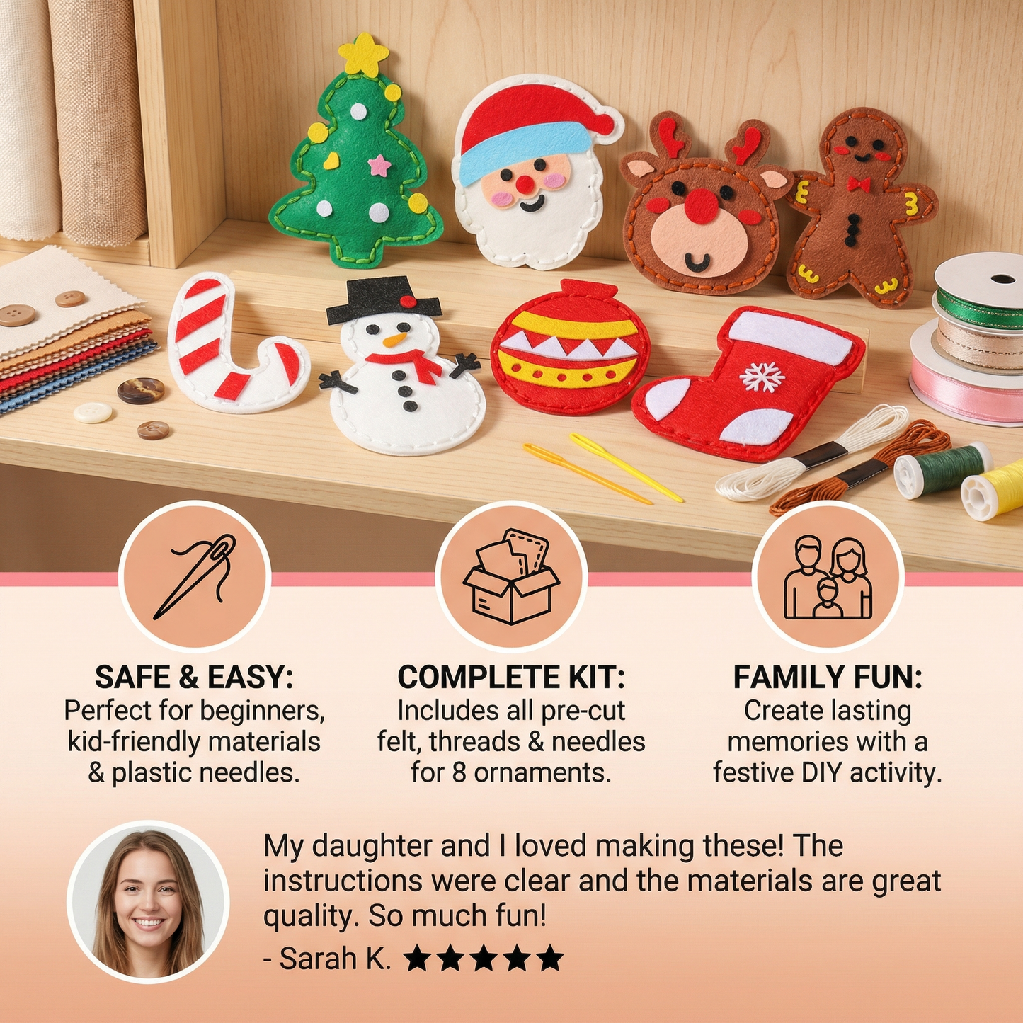 Safe Felt Christmas Set for DIY Sewing