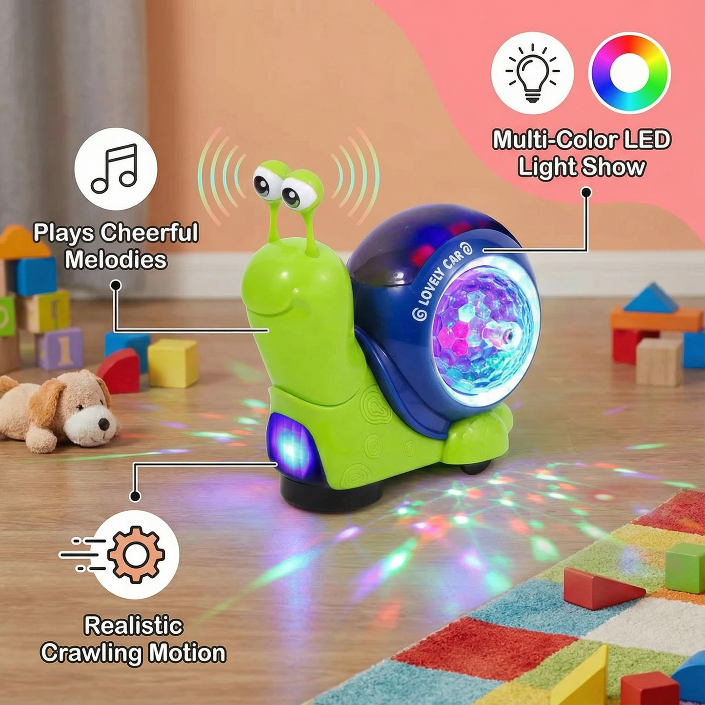 Glowing and Music Playing Crawling Snail Toy