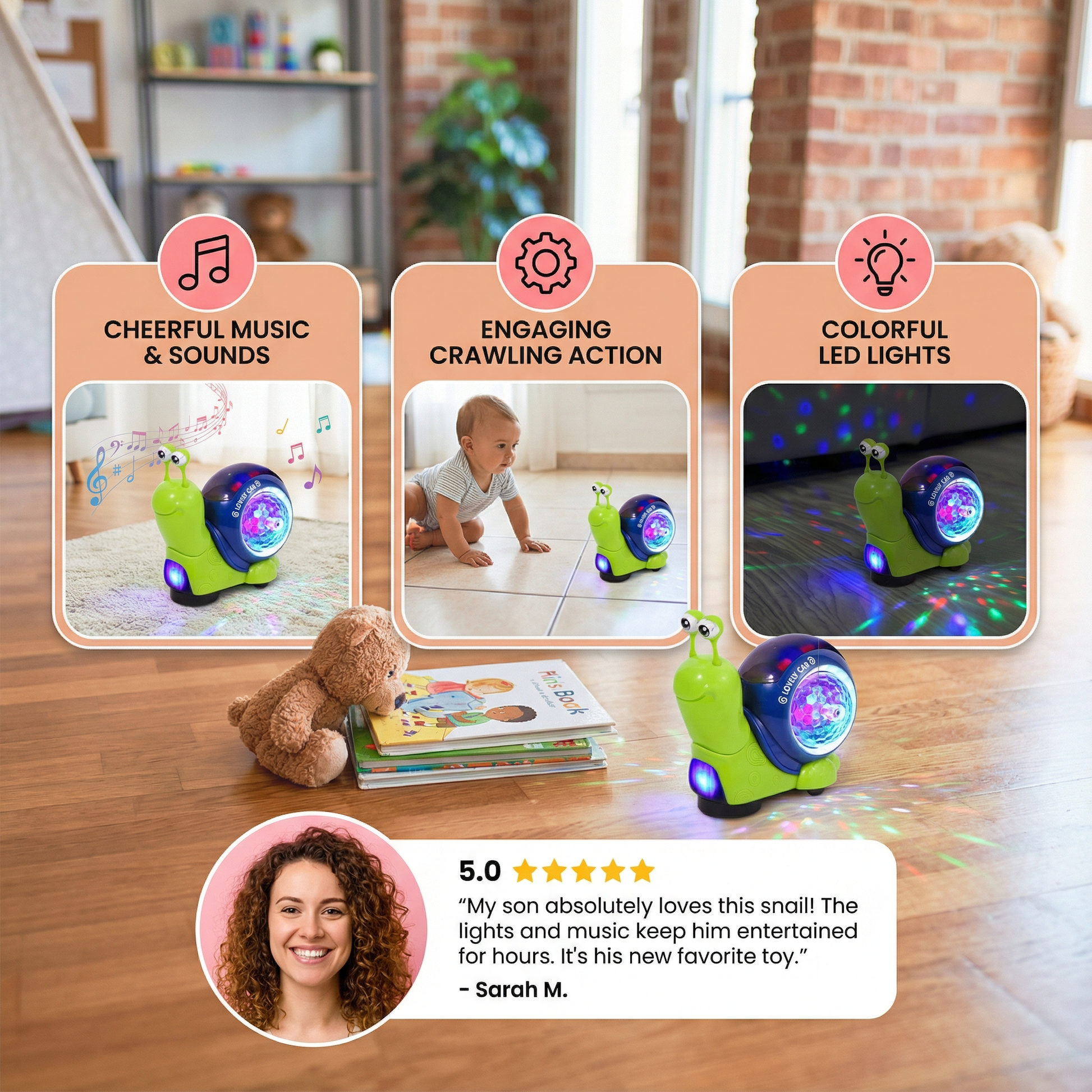 Glowing and Music Playing Crawling Snail Toy