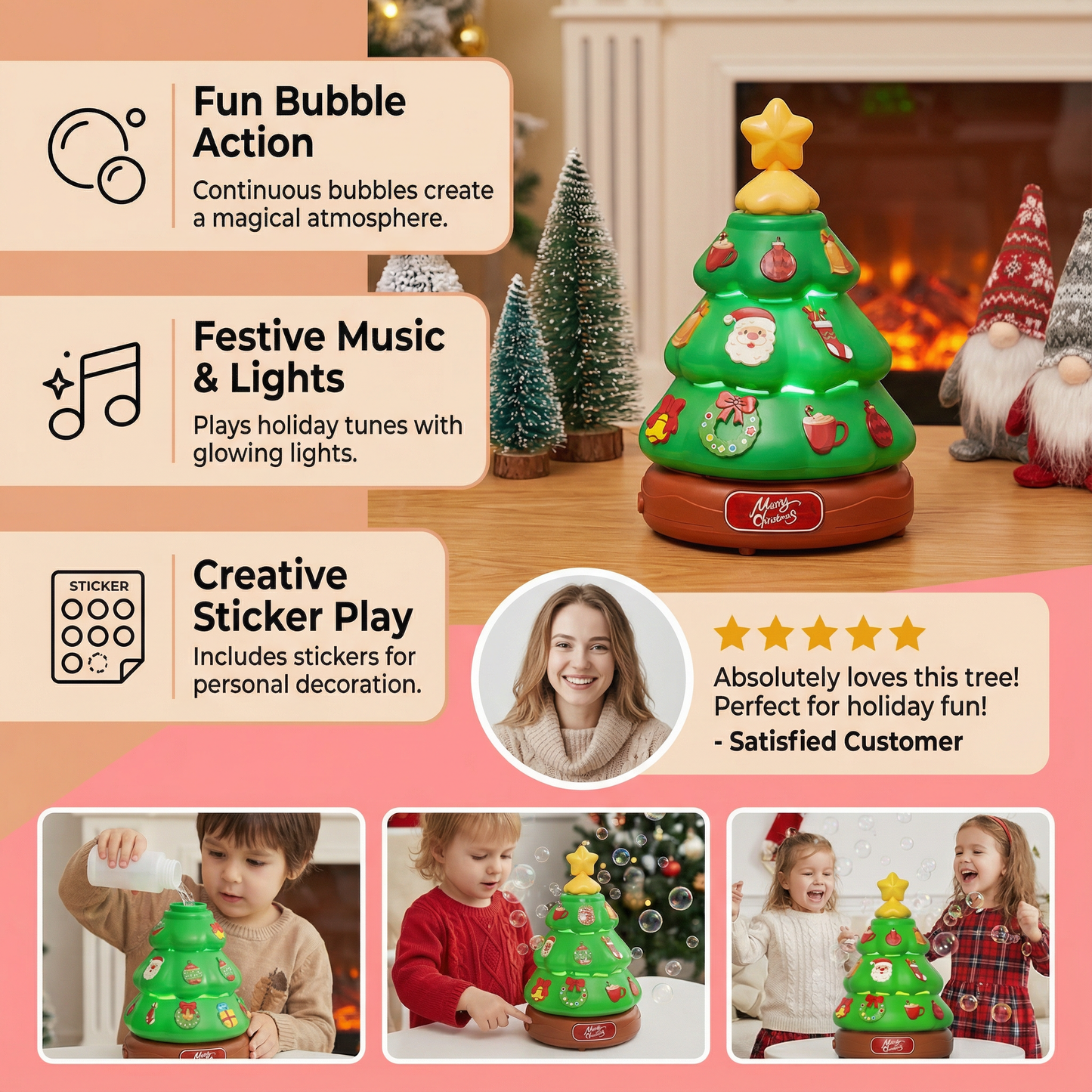 Music Bubble Christmas Tree with Stickers for Decorating