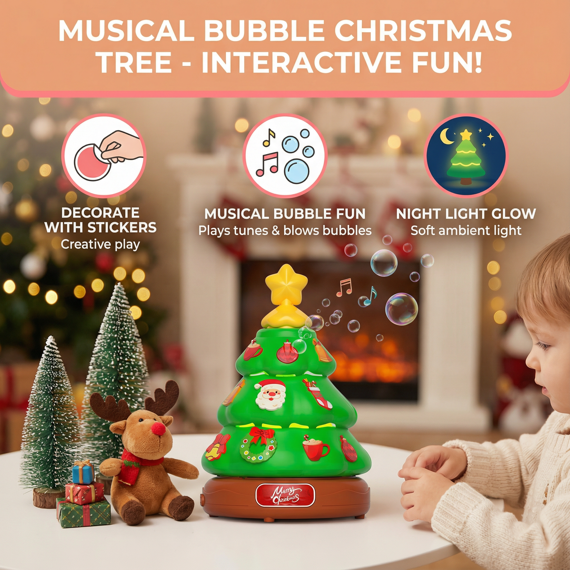 Music Bubble Christmas Tree with Stickers for Decorating